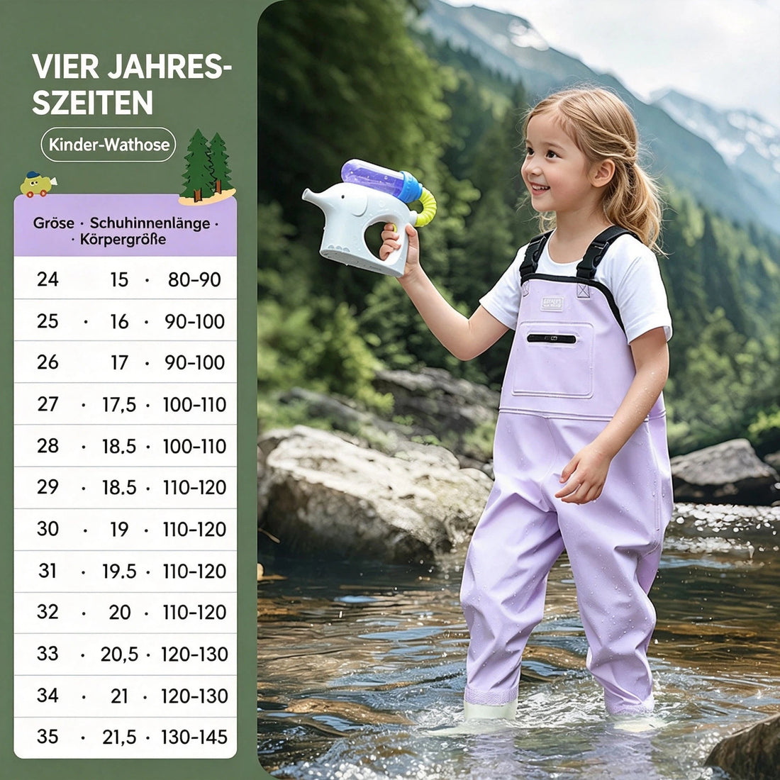 Wie finde ich die richtige Wathosen‑Größe für mein Kind?