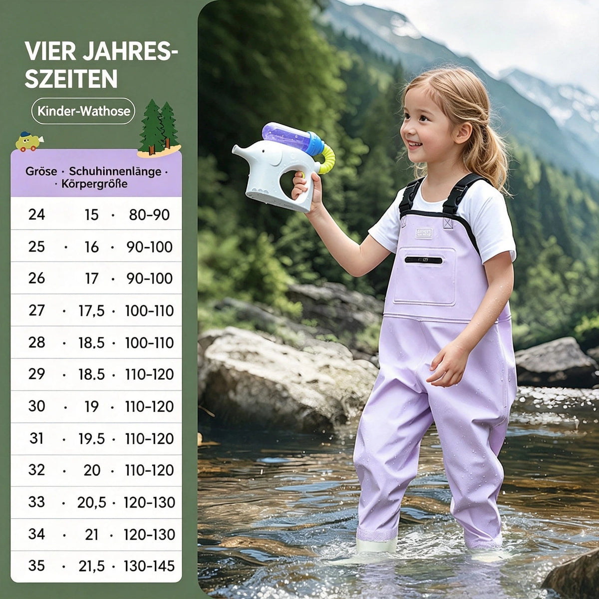 Wie finde ich die richtige Wathosen‑Größe für mein Kind?