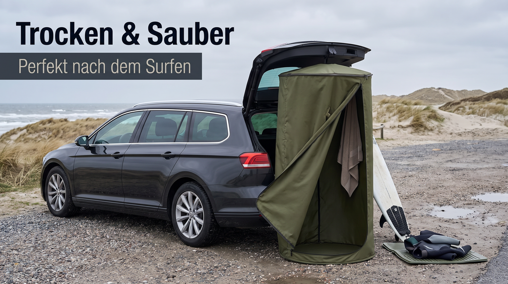Mobiles Umkleidezelt für Kofferraum – Wasserdicht & Blickdicht für Camping & Surfen