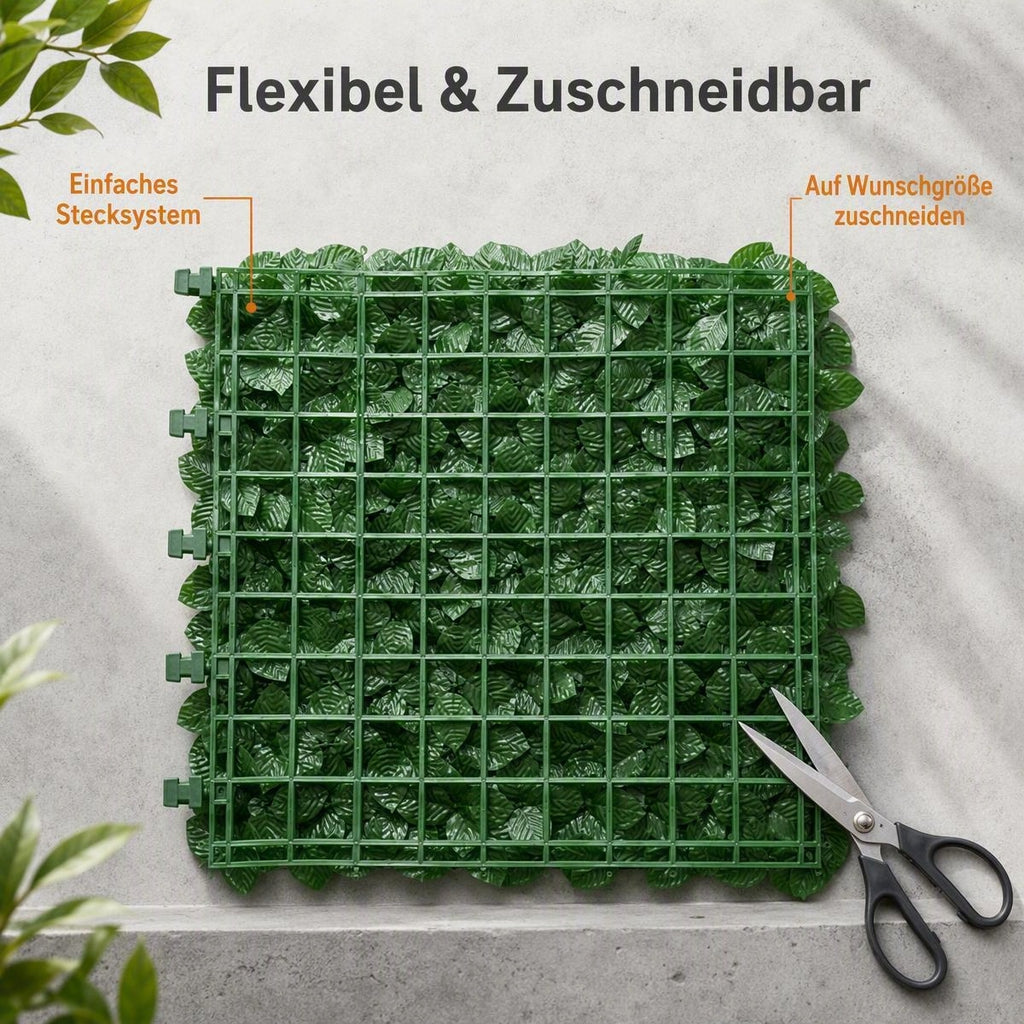 Premium Künstliche Efeu Sichtschutzhecke – 100% Blickdicht & UV-beständig – Wetterfester Laubzaun für Balkon, Terrasse, Garten & Zaun