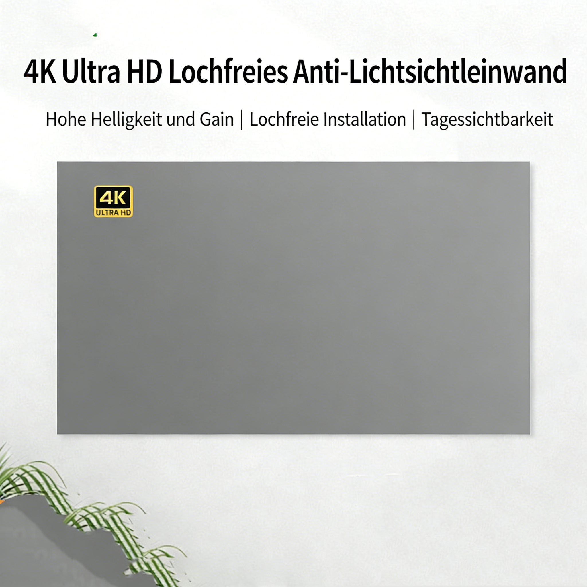 100 Zoll Beamer Leinwand 16:9 – Anti-Licht Projektionsfolie für Tageslicht – HD Heimkino Screen – Kontrastverstärkend – Ideal für Wohnzimmer & Draußen – Faltbar