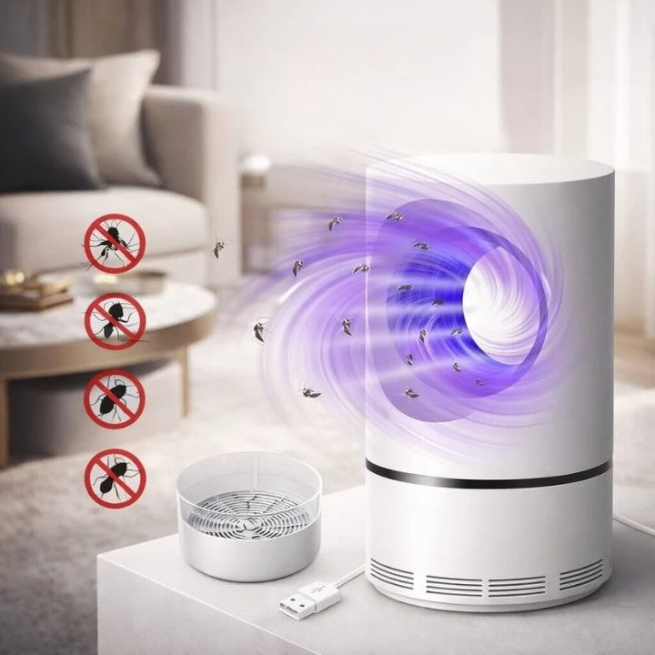 13*13*22.5cm Elektrische Mückenlampe mit UV Licht & Ventilatortechnik – Lautlose Mückenfalle USB für Schlafzimmer & Büro