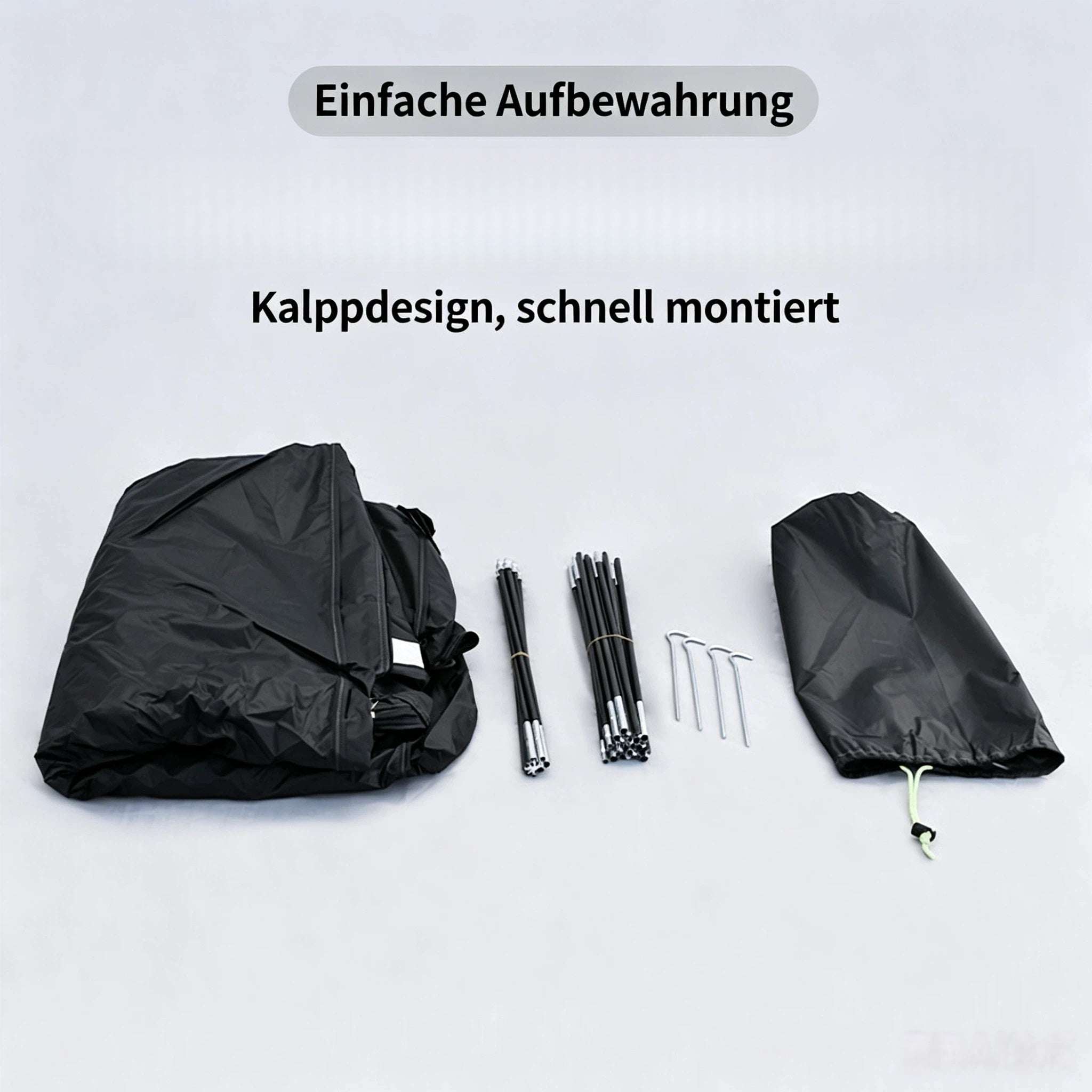 200*80*165CM Multifunktionales Beistellzelt & Gerätehaus – Tragbare Outdoor Aufbewahrungsbox mit Erdspießen für Gartengeräte, Rasenmäher & E-Bikes
