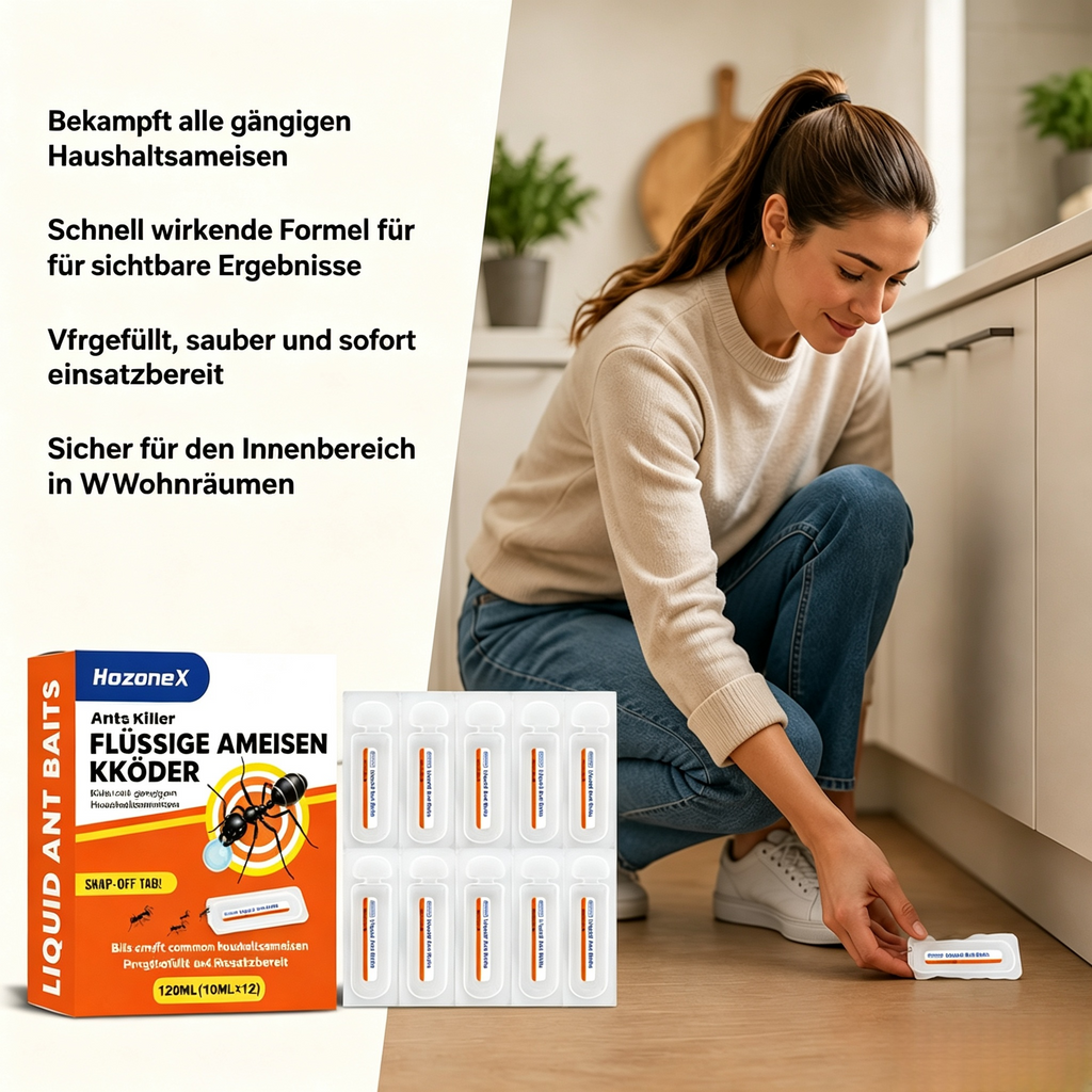 12-teiliges Set Menge Flüssige Ameisenköder Set (12x10ml) – Vorbefüllte Ameisenköderstationen mit Abbrechbarer Lasche, Schnelle Lockwirkung gegen alle gängigen Haushaltsameisen für Innen & Außen
