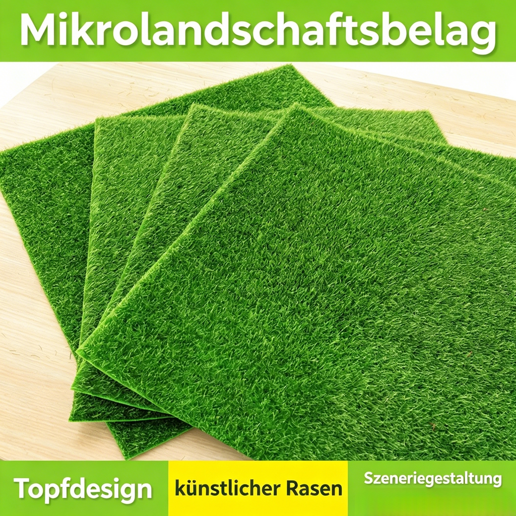 30×30cm Künstliche Kunstrasenmatte für Mikrolandschaften: Realistischer Moosrasen für Modellbau & Bonsai-Dekoration