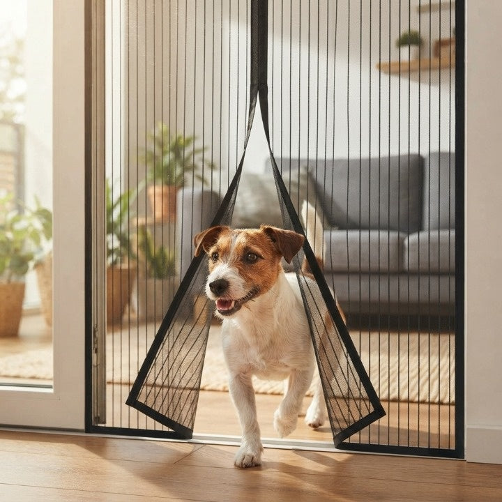 Magnetischer Fliegengitter Türvorhang ohne Bohren – Fliegenschutz für Balkontür, Wohnzimmer & Schlafzimmer mit Klettband