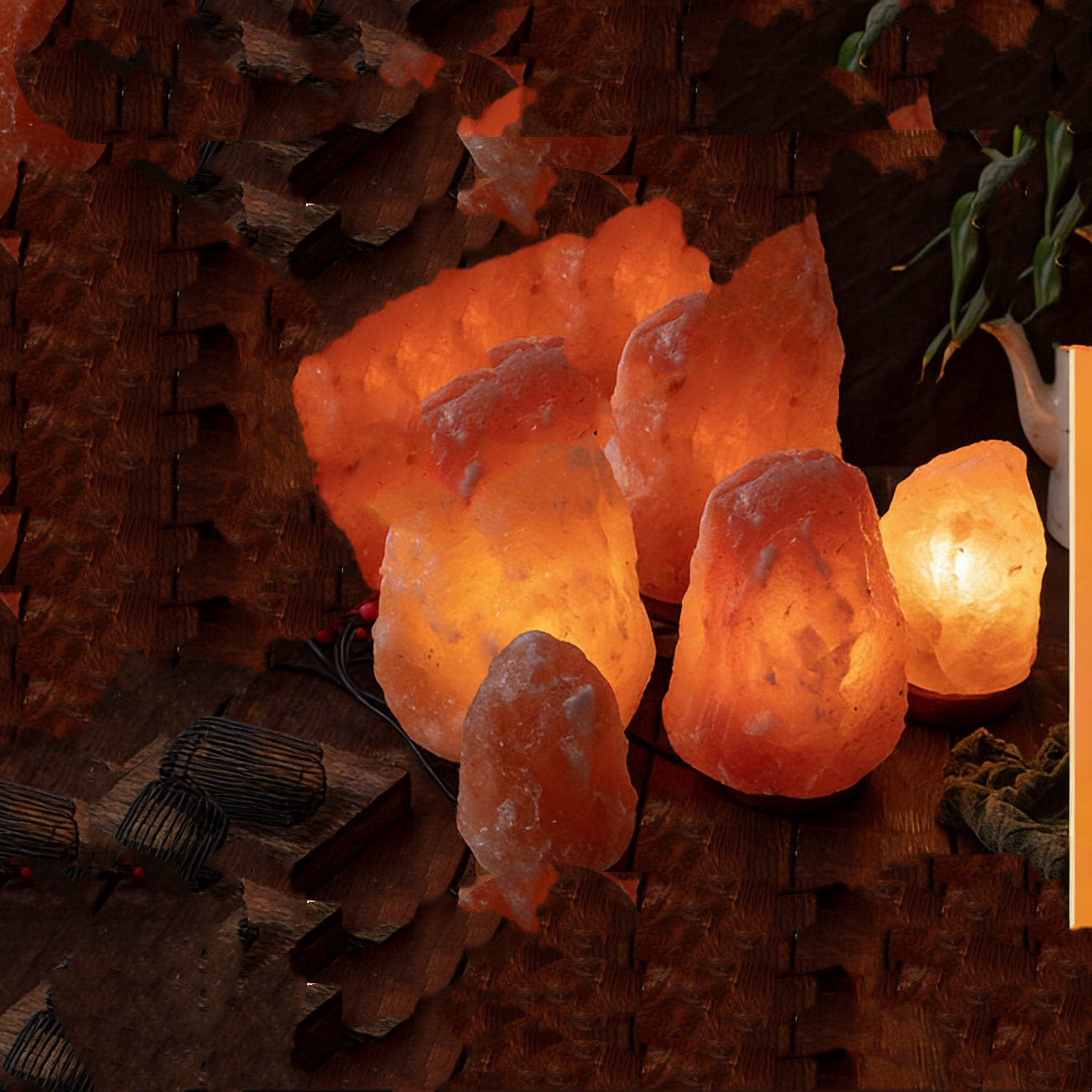 Himalaya Salzlampe Naturbelassener Salzkristall für Luftreinigung Handgefertigte Nachttischlampe aus Echtem Salz Stein Beruhigendes Stimmungslicht für Wellness