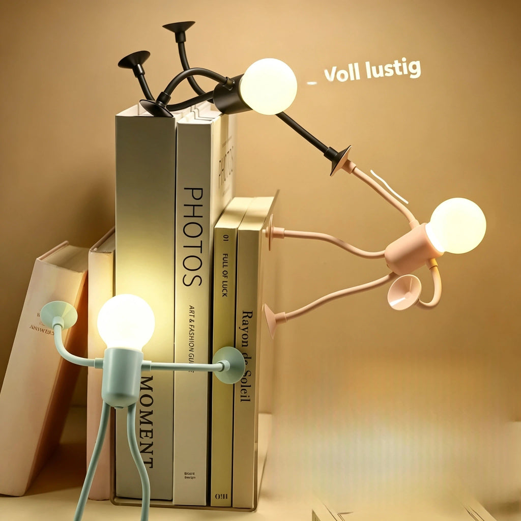 Kreative Mini LED Tischlampe mit Saugnäpfen – Biegbare Nachtlampe für Kinder, Lustiges DIY Nachtlicht für Schreibtisch, Kinderzimmer & Deko