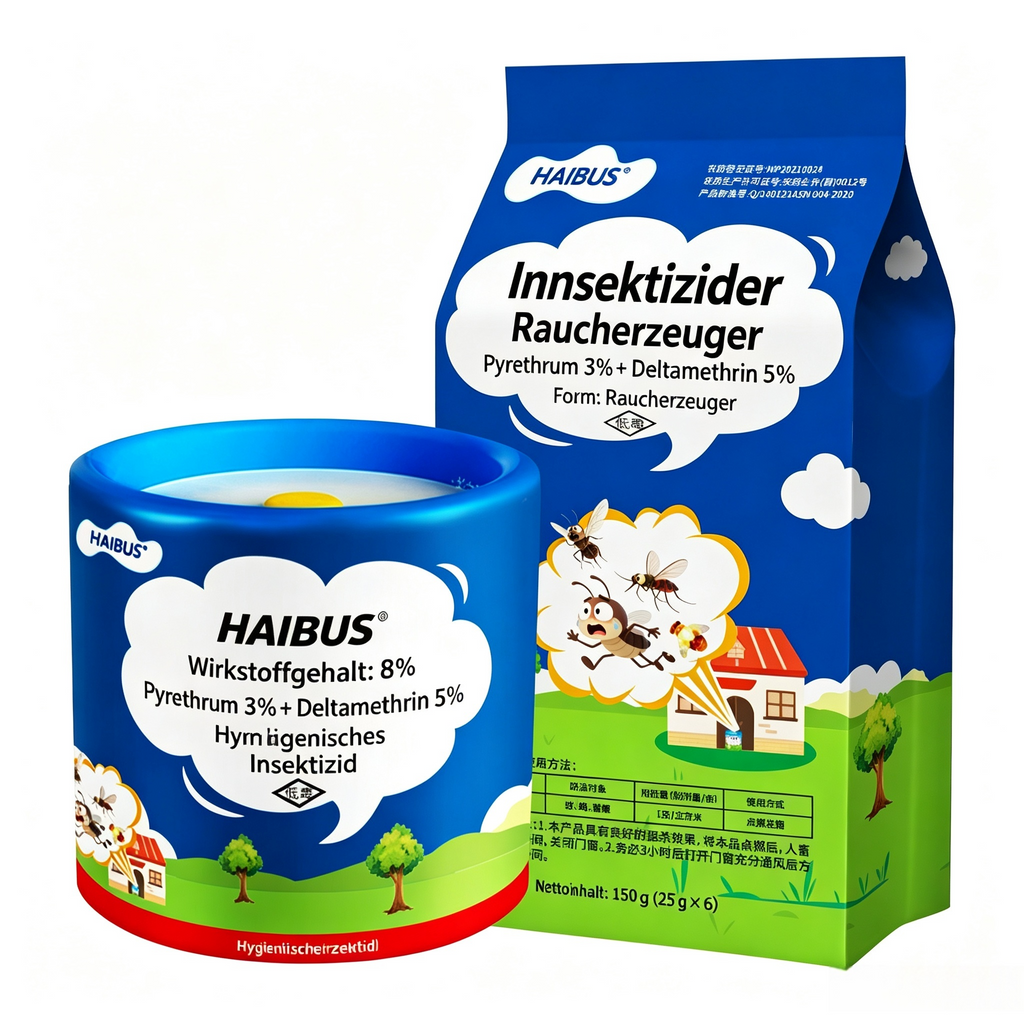 Insektizider Raucherzeuger Set mit Nachfüllpackung – Starkes Insektenspray & Mückenmittel mit Pyrethrum (3%) & Deltamethrin (5%), 360° Rauch-Vernebler für Haus & Wohnung