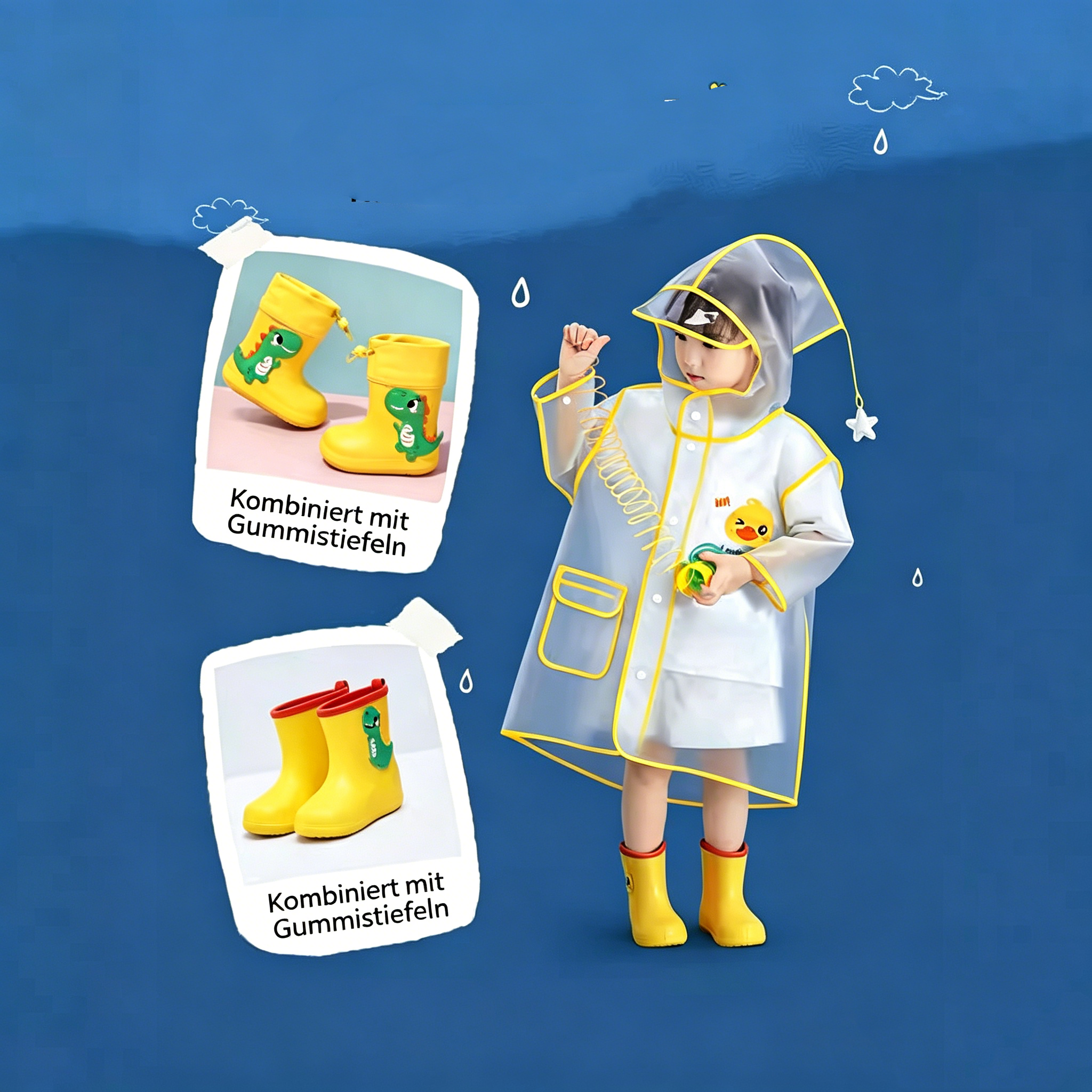 Wasserdichter Kinder Regenmantel: Reflektierender Regenponcho für Kindergarten & Schule
