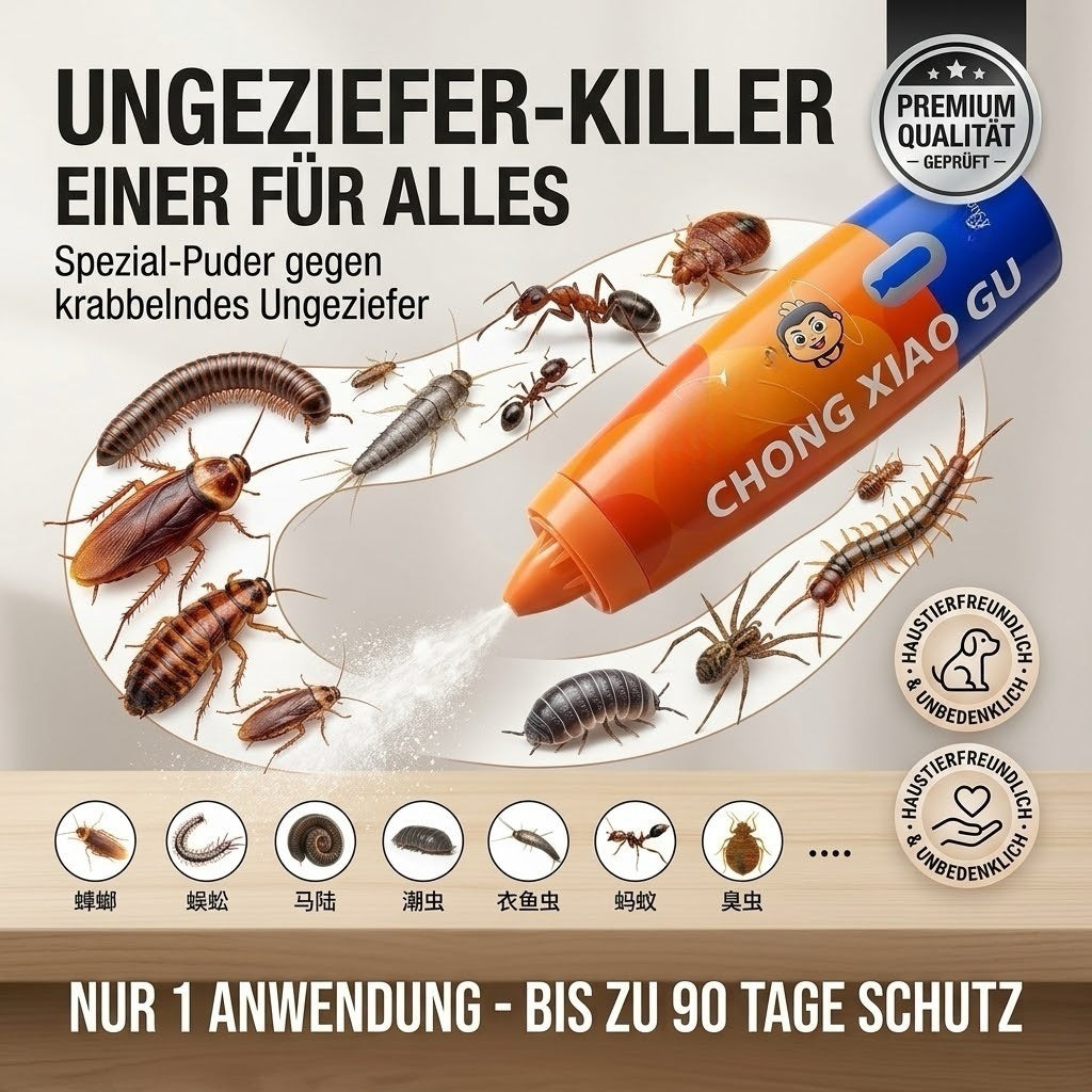 Universal Insektizid-Pulver (450g) – Spezielles Puder gegen krabbelndes Ungeziefer, Kakerlaken, Ameisen, Tausendfüßler & Wanzen, Bis zu 90 Tage Schutz