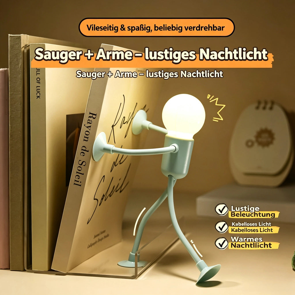 Kreative Mini LED Tischlampe mit Saugnäpfen – Biegbare Nachtlampe für Kinder, Lustiges DIY Nachtlicht für Schreibtisch, Kinderzimmer & Deko