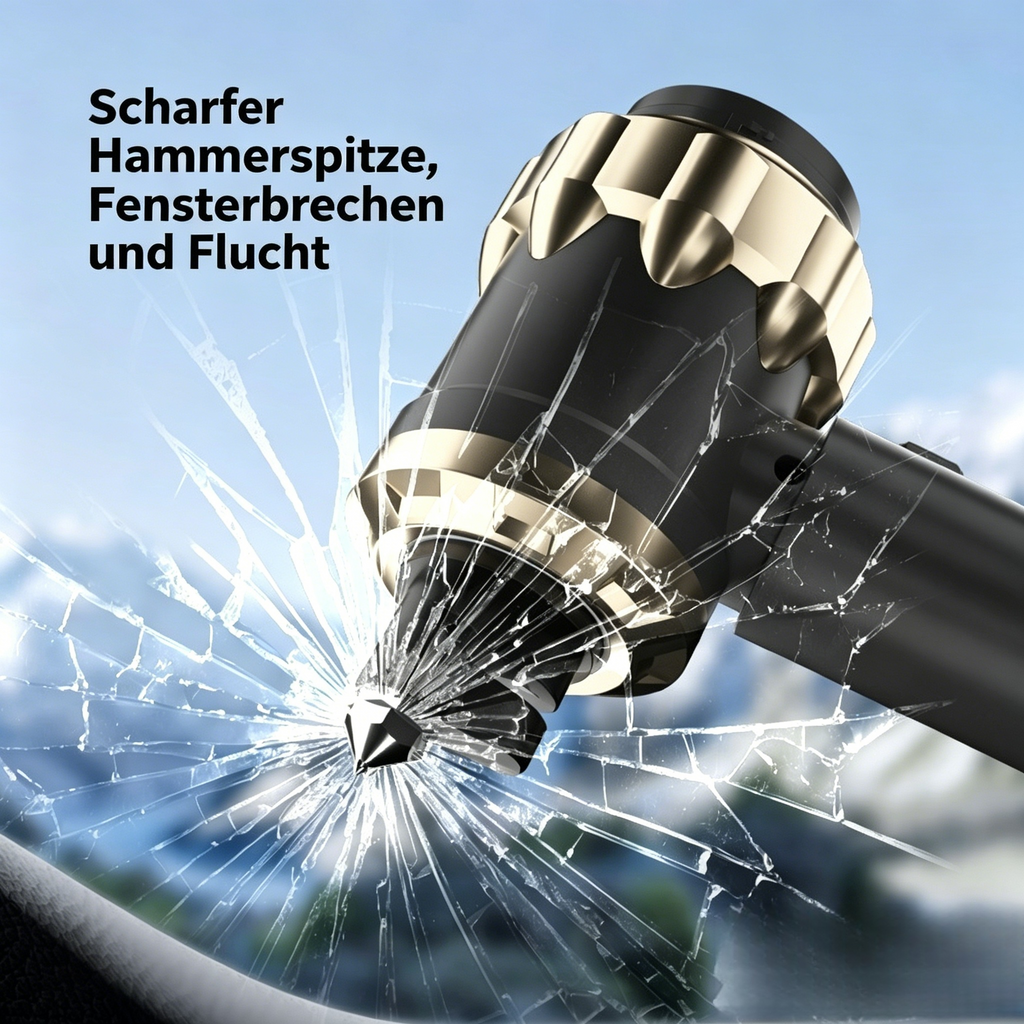 4-in-1 Akku-Autostaubsauger bürstenlos: Kabelloser Handstaubsauger mit Blasfunktion & Notfallhammer