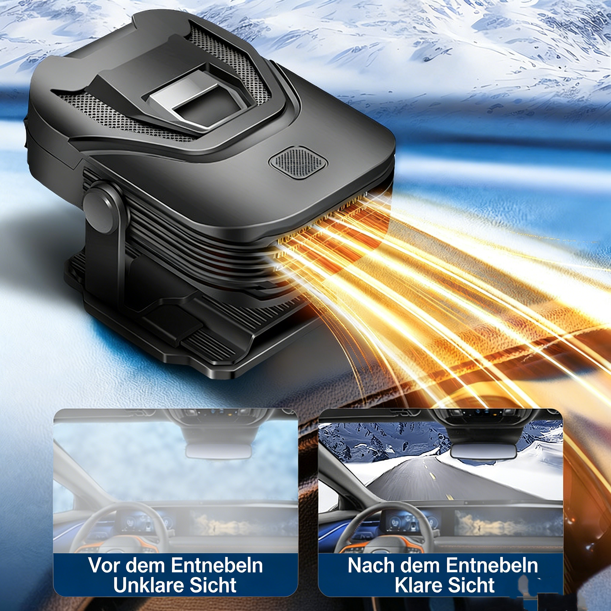 12V Auto Heizlüfter – Schnelle Entfrostung & Antibeschlag – Tragbare Fahrzeugheizung für klare Sicht im Winter – 150W