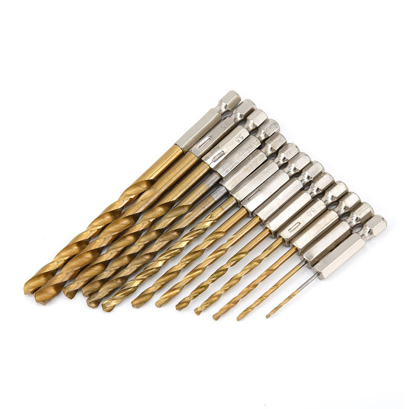 13-tlg. HSS Spiralbohrer Set – Titanbeschichtete Bohrer mit 1/4" Sechskantschaft – Schnellarbeitsstahl für Holz, Kunststoff & Metall – Universal Bohrer-Sortiment für Akkuschrauber