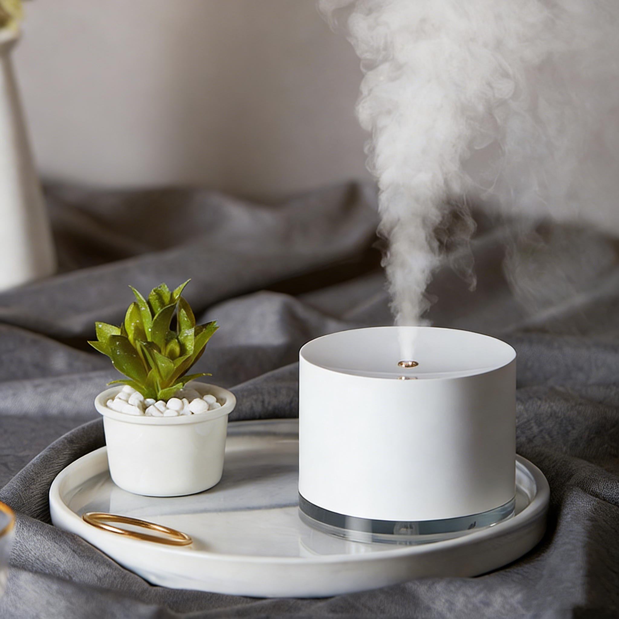 USB Luftbefeuchter Groß mit Tech-Design – 1L Kapazität Ultraschall Diffuser für Schlafzimmer & Büro – Leise Raumbefeuchter mit Nachtlicht & Aroma-Funktion