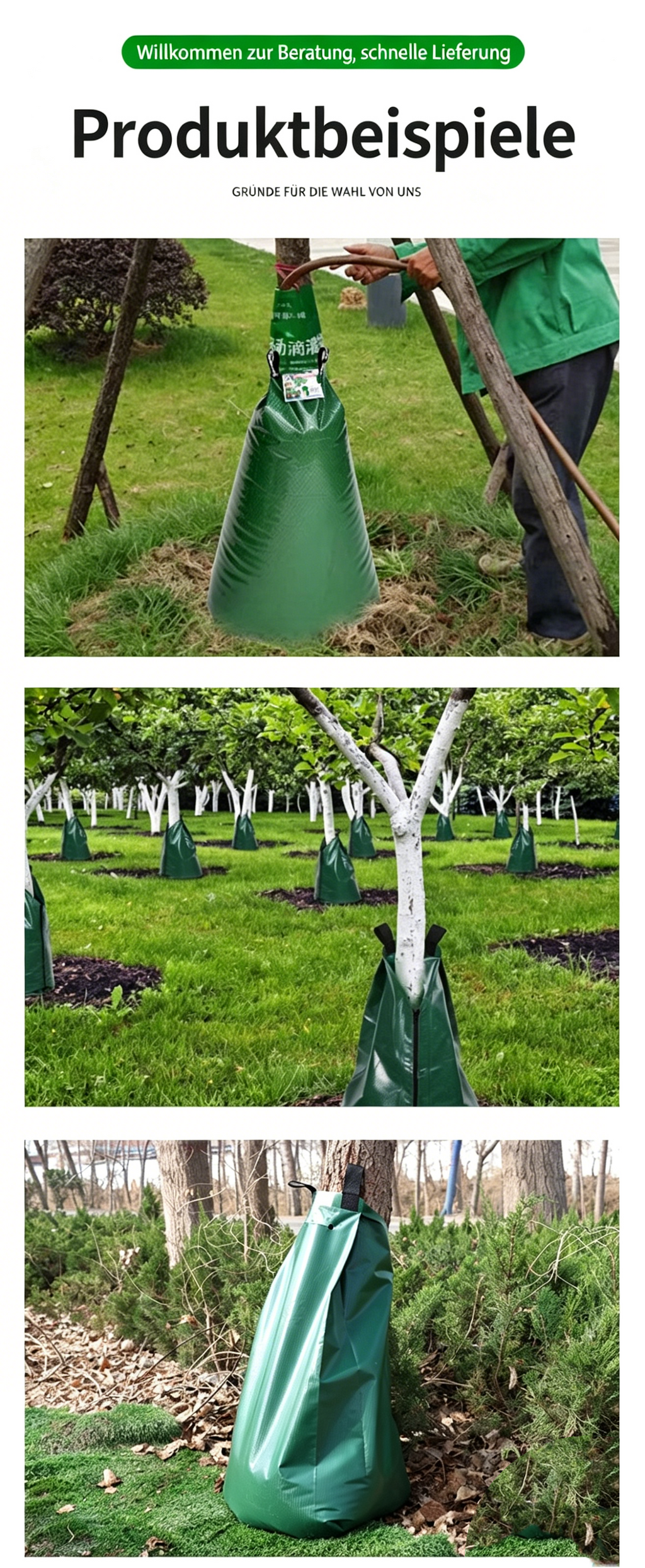 Baumbewässerungssack 75L (20 Gallonen): Reißverschluss Bewässerungsbeutel für effiziente Tröpfchenbewässerung