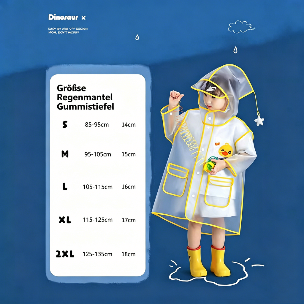 Wasserdichter Kinder Regenmantel: Reflektierender Regenponcho für Kindergarten & Schule