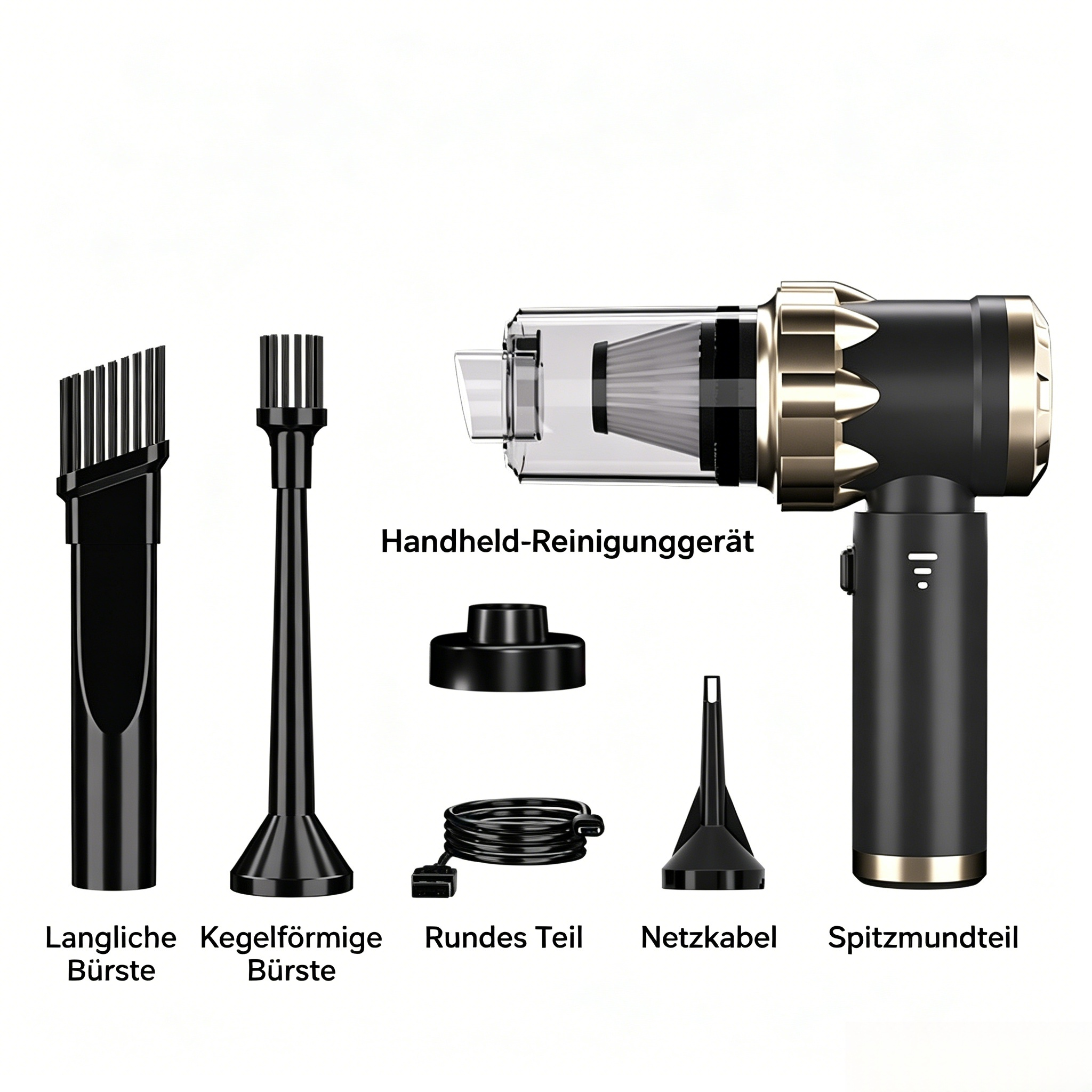4-in-1 Akku-Autostaubsauger bürstenlos: Kabelloser Handstaubsauger mit Blasfunktion & Notfallhammer