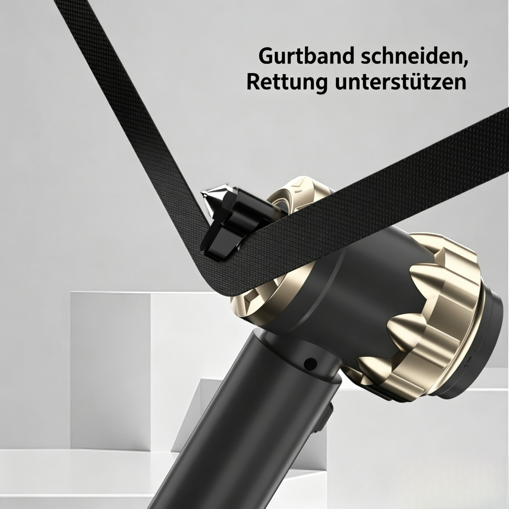 4-in-1 Akku-Autostaubsauger bürstenlos: Kabelloser Handstaubsauger mit Blasfunktion & Notfallhammer