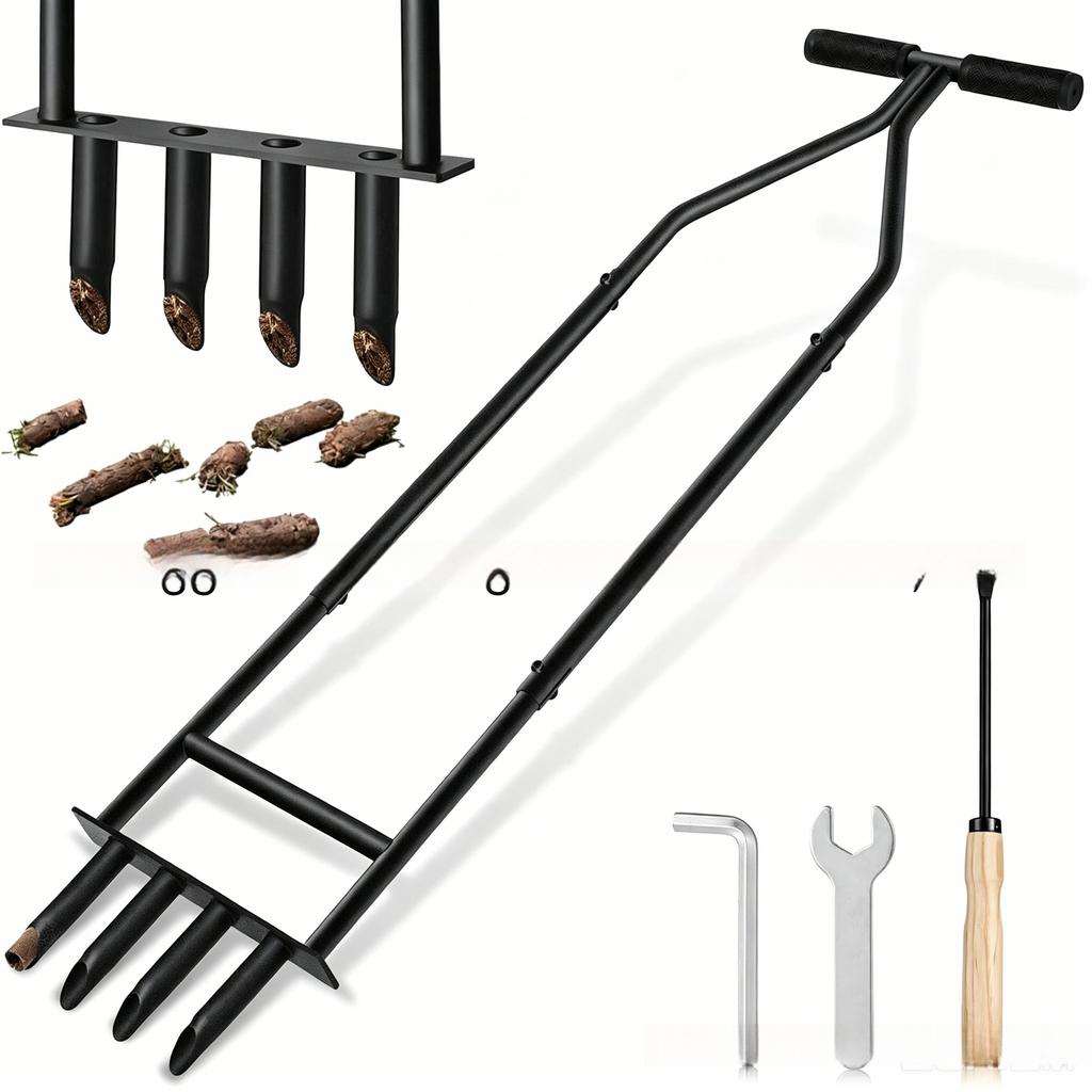 Ergonomischer Rasenlüfter mit Knieschutz: Manueller Aerifizierer für Tiefenbelüftung & Rasenpflege
