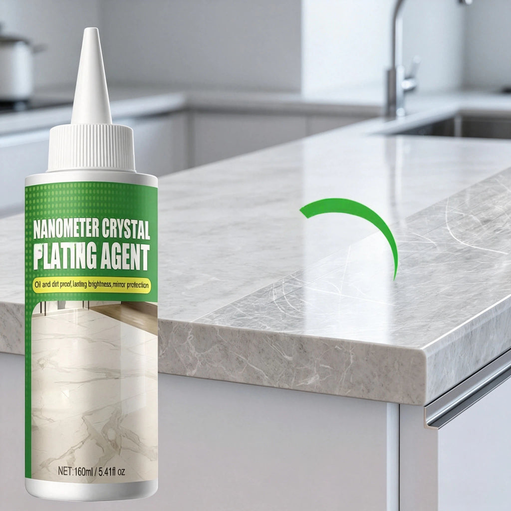 Marmor Kristall Plattierungsmittel 160ml – Nano Stein Versiegelung & Politur für Granit, Fliesen & Küchenarbeitsplatten – Ölbeständiger Schutz & Glanz für Naturstein