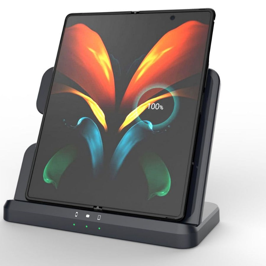 15W 3-in-1 Wireless Charger Stand – Kabellose Schnellladestation für Smartphone, Smartwatch & Kopfhörer, Vertikale Tisch-Ladestation