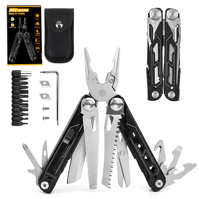 16-in-1 Multitool aus Edelstahl – Klappbare Multifunktionszange für Camping & Outdoor – Robustes EDC Taschenwerkzeug mit Drahtschneider & Säge – Profi Survival Ausrüstung