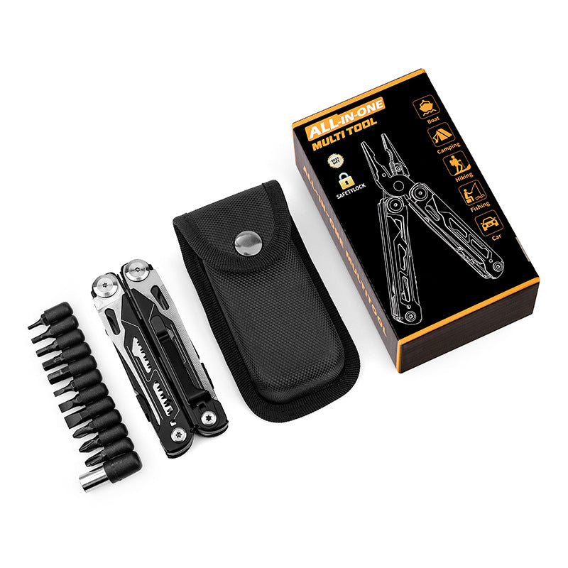 16-in-1 Multitool aus Edelstahl – Klappbare Multifunktionszange für Camping & Outdoor – Robustes EDC Taschenwerkzeug mit Drahtschneider & Säge – Profi Survival Ausrüstung