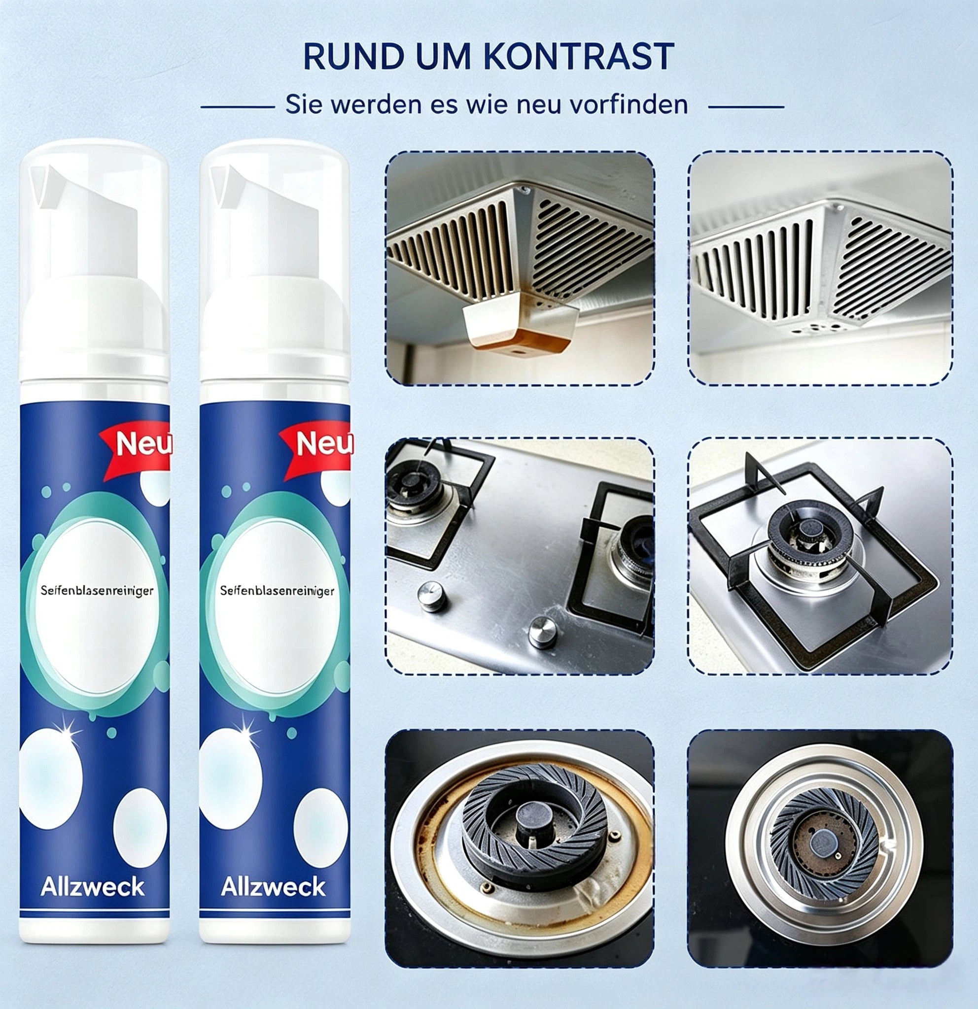 Multi-Funktions Schaumreiniger 100ml – Kraftvoller Fettlöser Küchenreiniger gegen Eingebranntes