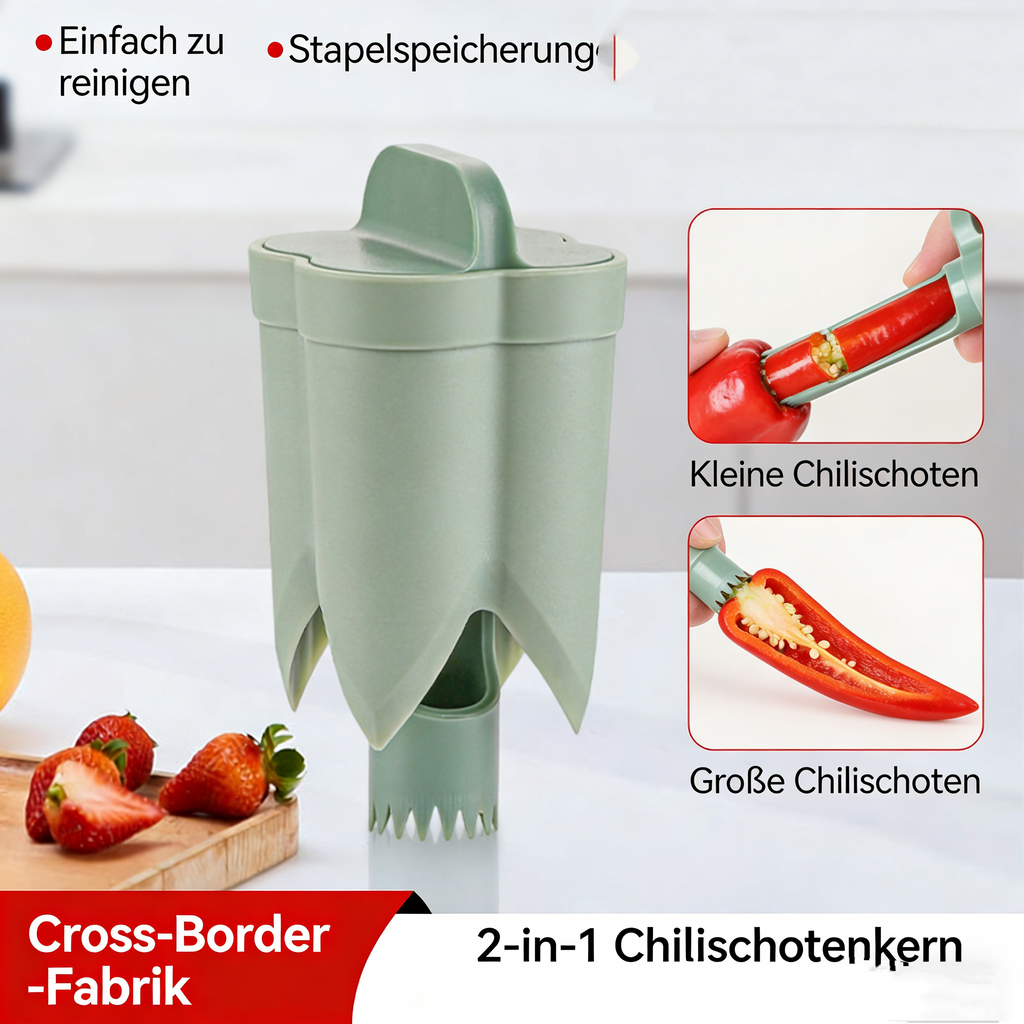 2-teiliges Paprika Entkerner Set – Praktischer Kerngehäuse-Entferner für Paprika & Peperoni – Hochwertiger ABS-Kunststoff – Schnelles Entkernen & Küchenzubehör