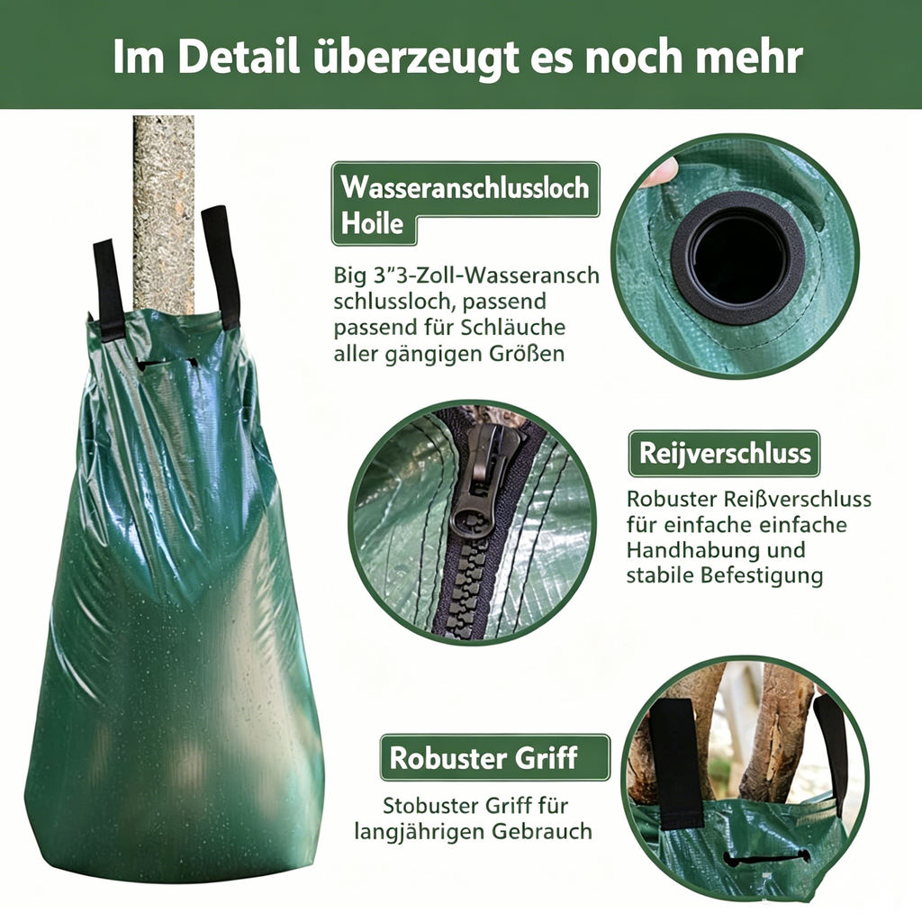 Baumbewässerungssack 75L (20 Gallonen): Reißverschluss Bewässerungsbeutel für effiziente Tröpfchenbewässerung