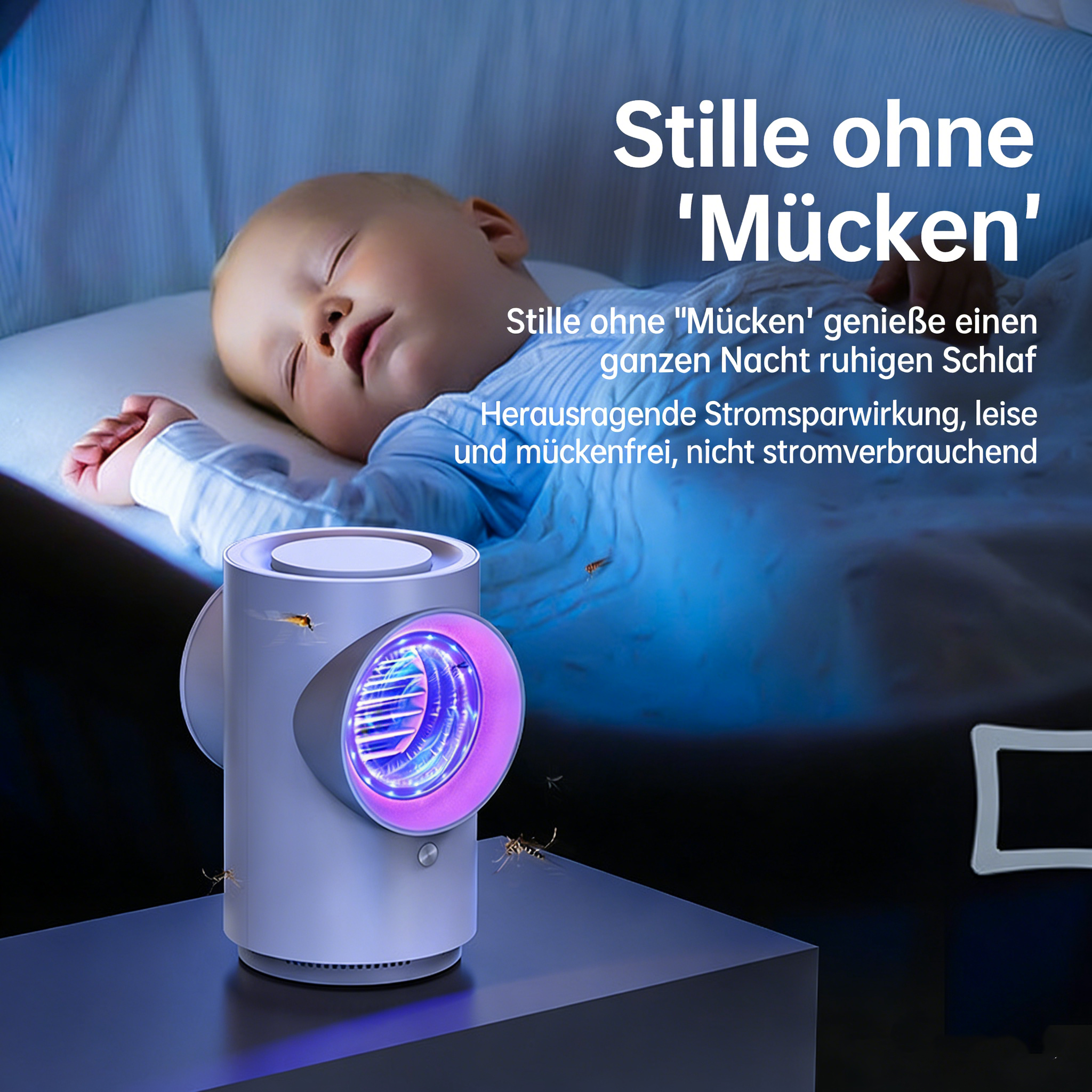 Elektrischer Mückenkiller Wiederaufladbar – 2-in-1 Insektenlampe & Saugfunktion – Tragbare Moskito Falle für Garten, Camping & Haus – USB-Aufladung – UV-Licht Mückenabwehr ohne Chemie