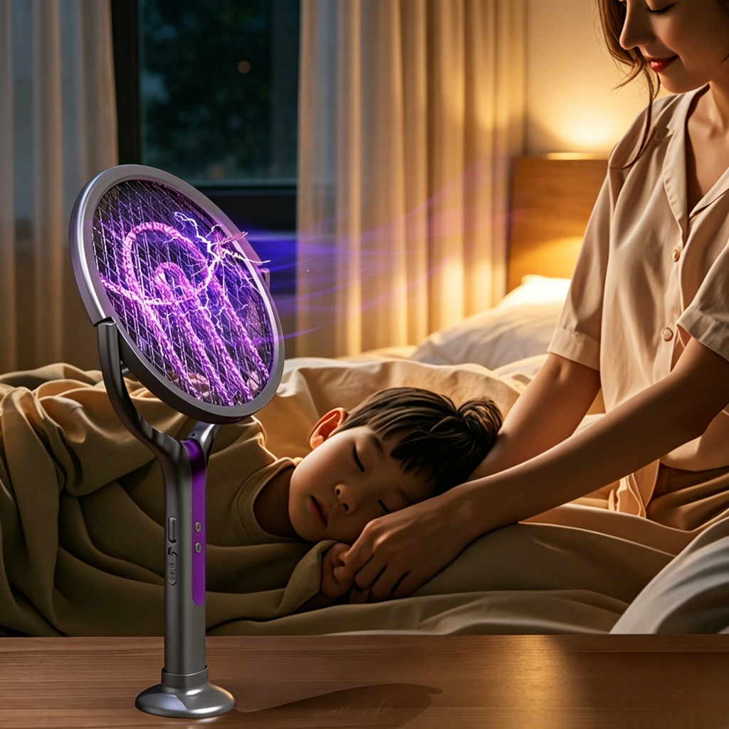 Elektrische Fliegenklatsche Klappbar mit UV Licht – Wiederaufladbare Insektenvernichter & Mückenfalle