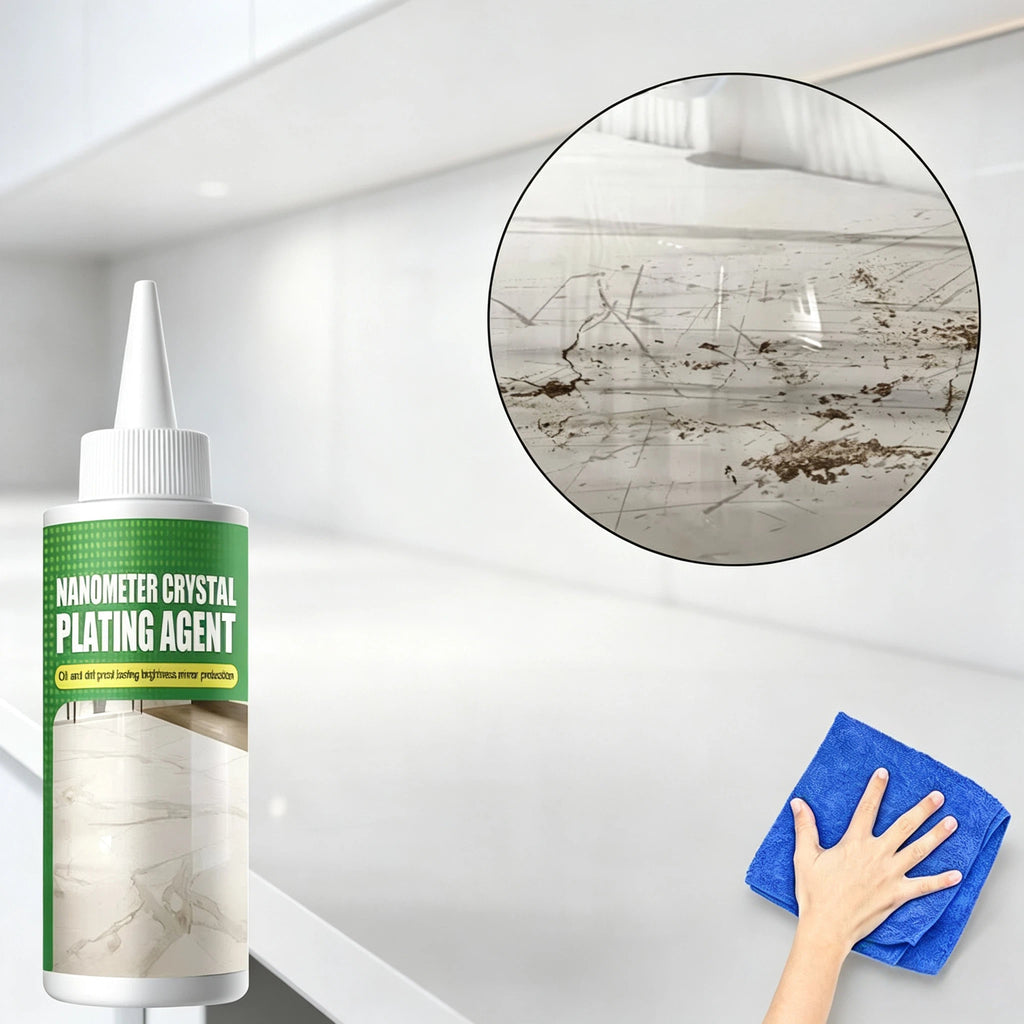 Marmor Kristall Plattierungsmittel 160ml – Nano Stein Versiegelung & Politur für Granit, Fliesen & Küchenarbeitsplatten – Ölbeständiger Schutz & Glanz für Naturstein