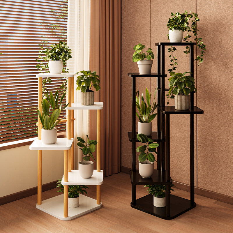 Massivholz Pflanzenregal im Zen-Stil – Mehrstöckige Pflanzentreppe für Wohnzimmer & Innenbereich – Hochwertiger Blumenständer aus Echtholz