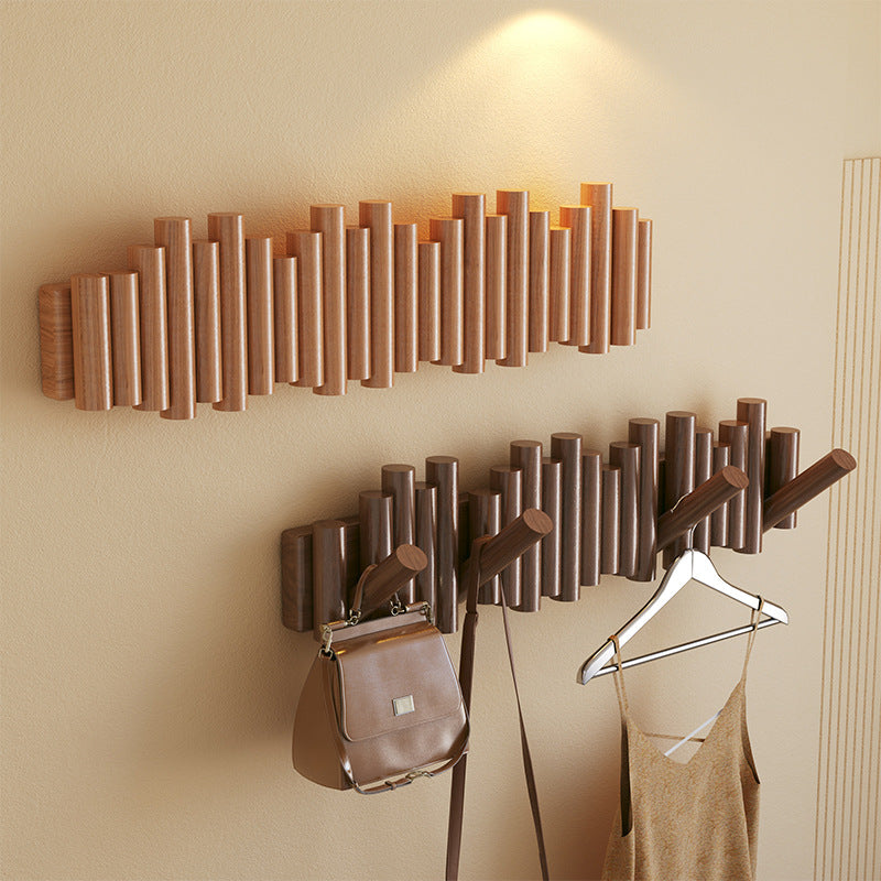 Kreative Wandgarderobe „Klaviertasten“ aus Massivholz – Klappbare Kleiderhaken für Flur & Eingang – Modernes Wand-Design-Objekt & Platzsparender Garderobenständer