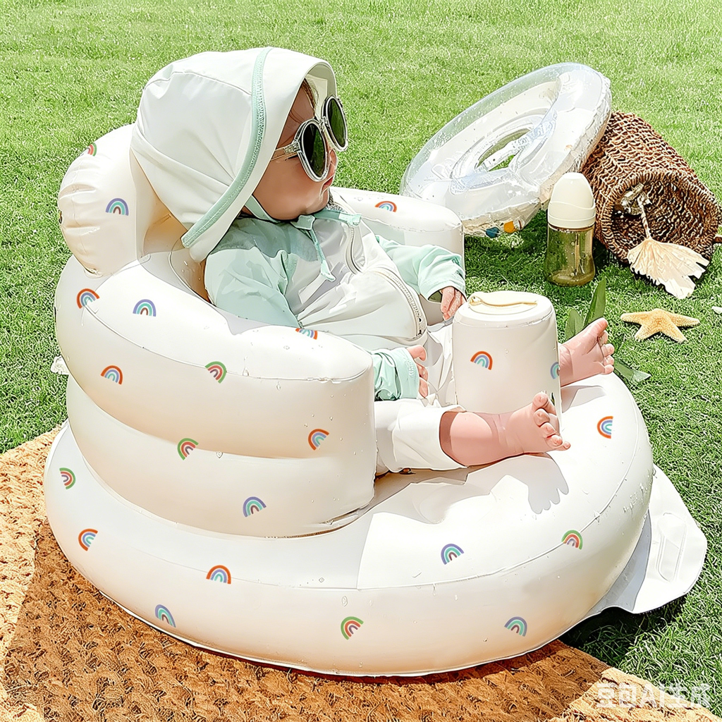 Aufblasbarer Babysitz & Badesitz 2-in-1: Ergonomischer Sitztrainer für Babys zum Sitzen lernen