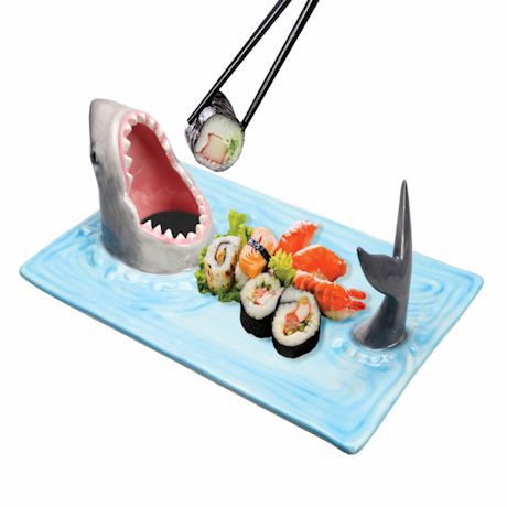 Lustiger Hai Teller für Sushi und Dumplings Kreative Servierplatte im Meeres Design Originelles Fisch Design für Den Esstisch und Maritime Deko