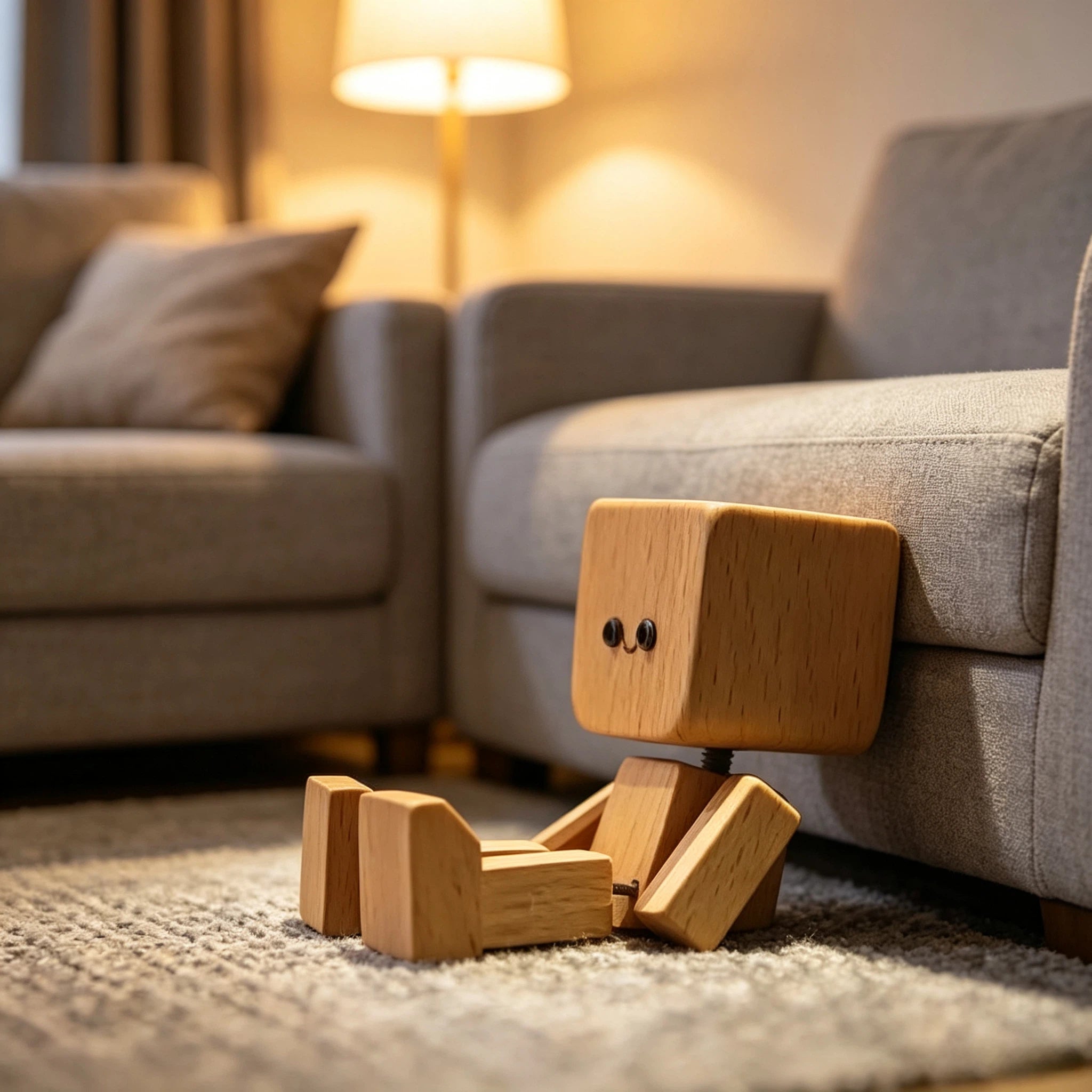 Niedliche Holz Roboter Figur mit Wechselbaren Gesichtern – Handgefertigte Deko Holzpuppe für Schreibtisch, Wohnzimmer & Kinderzimmer – Kreative Geschenkidee für Kinder & Erwachsene