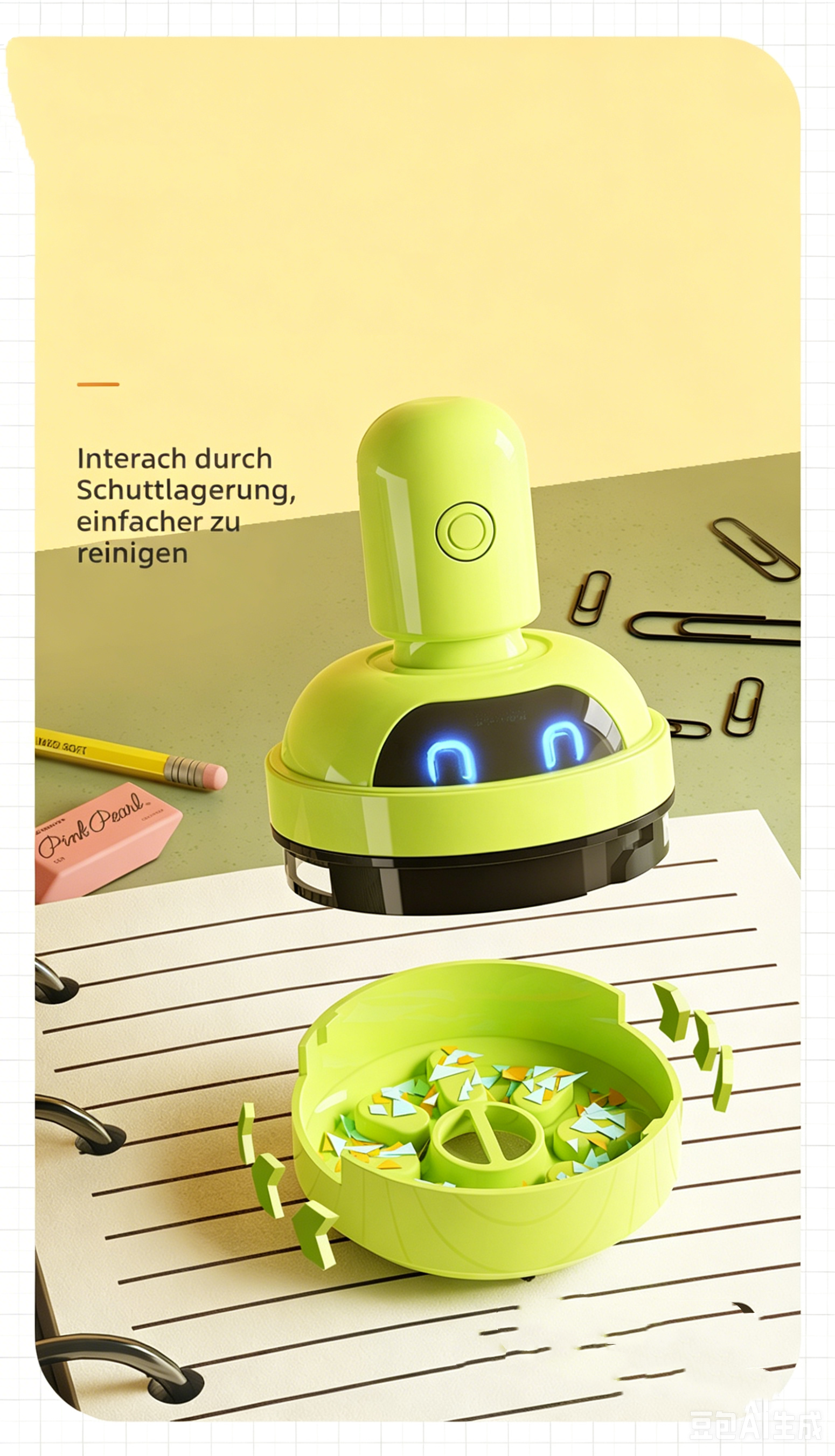 Mini Tischstaubsauger für Kinder: Niedlicher Krümelsauger für Radiergummireste & Tastatur