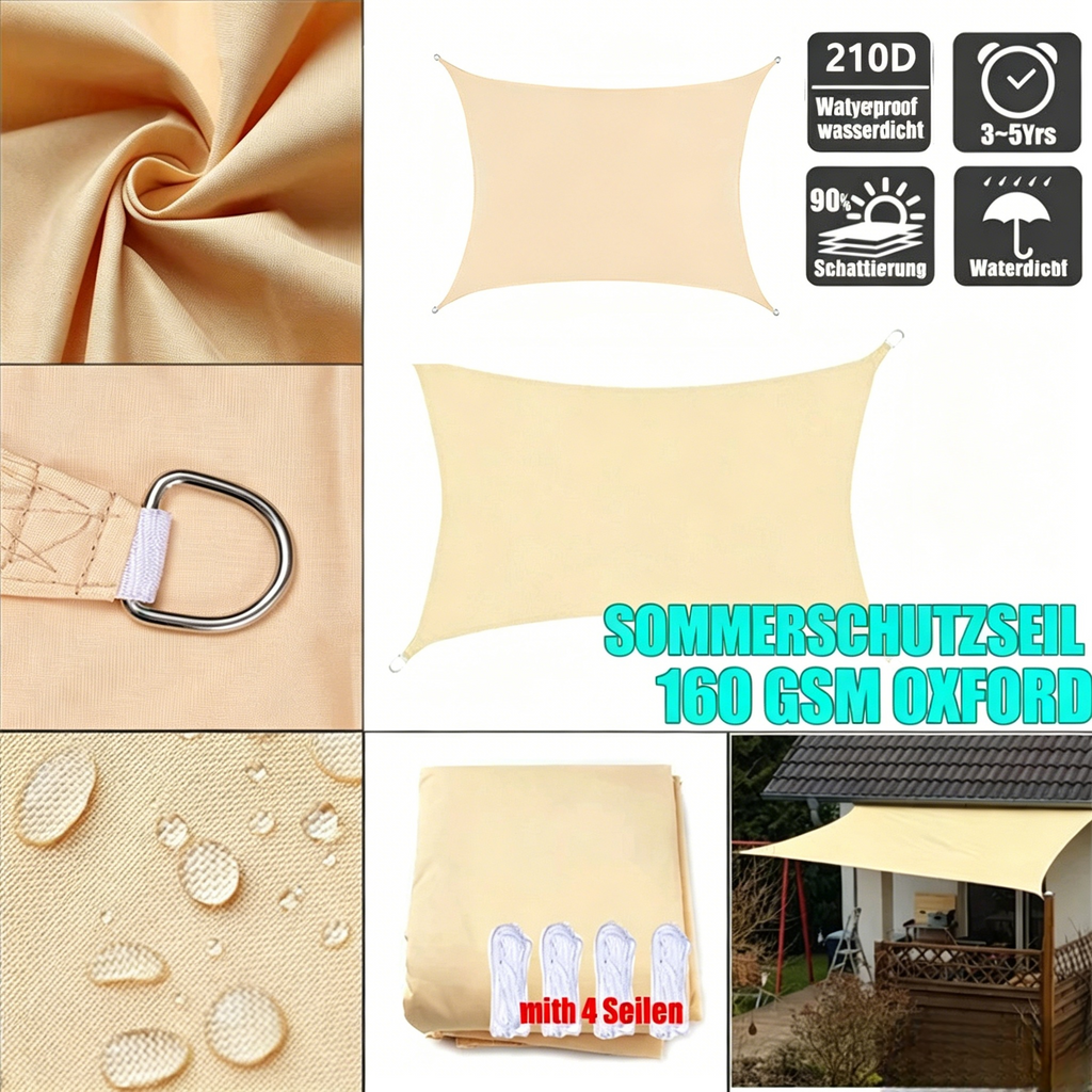 2*4m Wasserabweisendes Sonnensegel Rechteckig: UV-Schutz Sonnenschutz für Garten, Pool & Terrasse