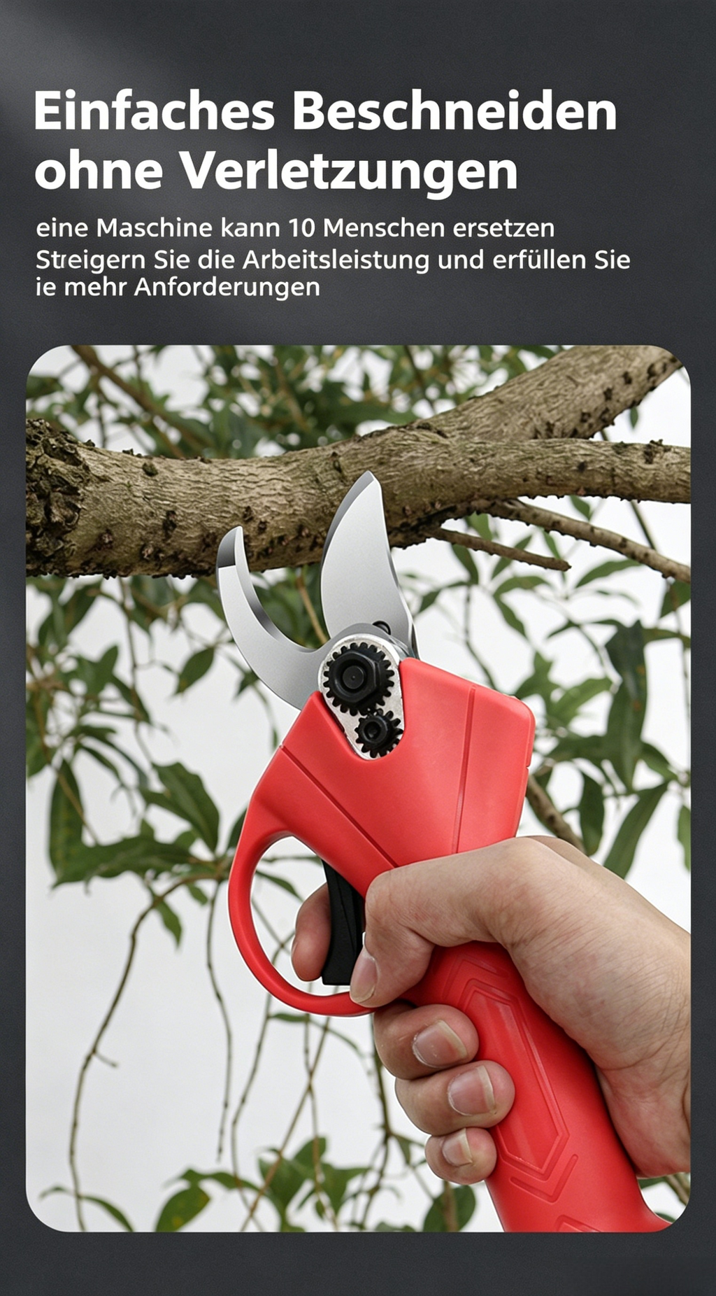 Elektrische Gartenschere mit Akku: Kabellose Astschere für Obstbäume, Sträucher & Reben