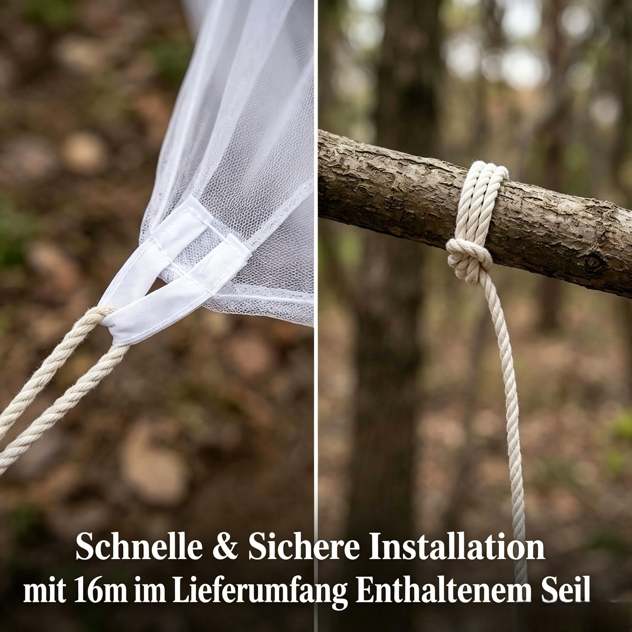 300 x 300 x 250 cm (16 m Aufhängeseil) Großes Moskitonetz für Garten & Terrasse: Insektenschutznetz für Outdoor-Esstisch & Pavillon