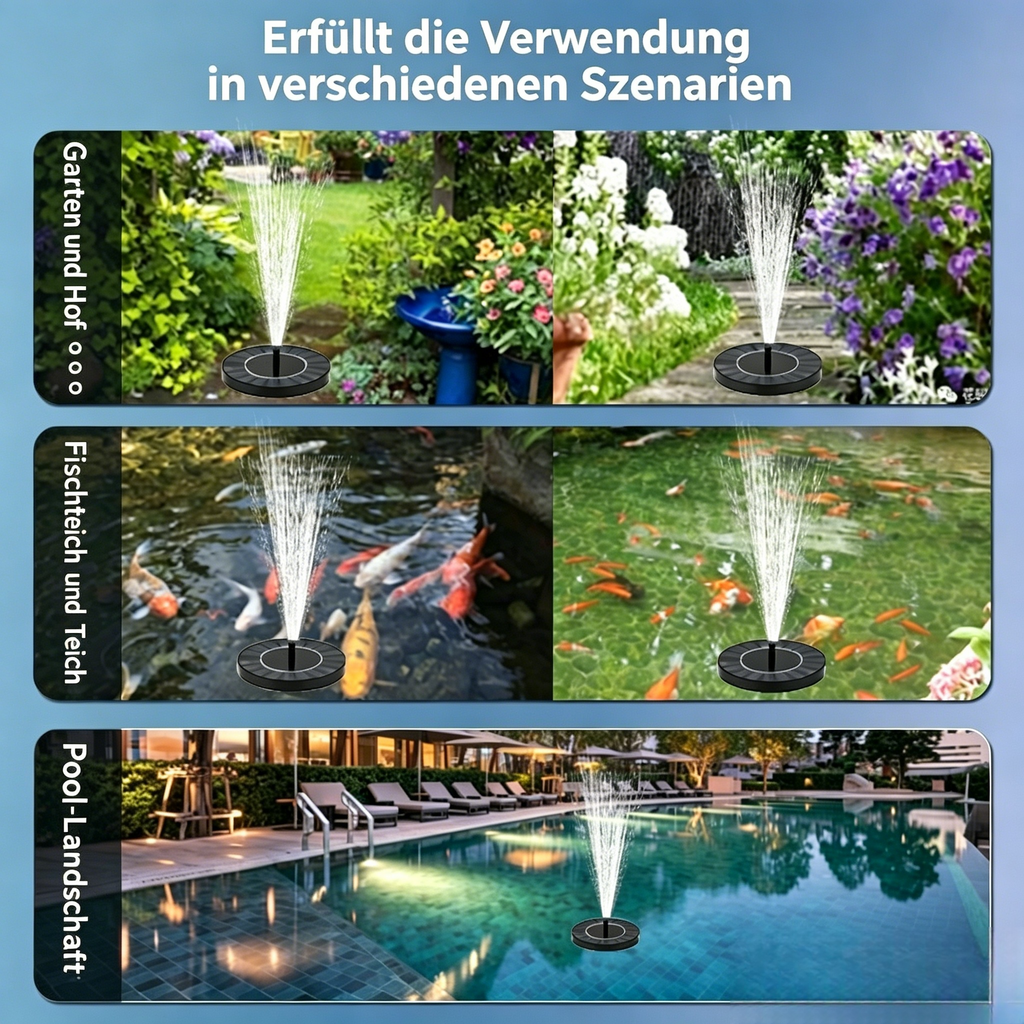 Solar-Teichpumpe mit Springbrunnen: Automatische Wasserpumpe für Fischteich & Gartenteich