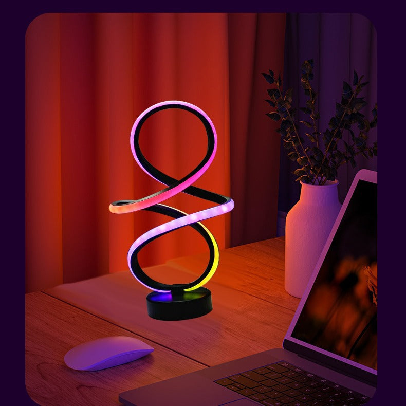20.5*12.5*42CM Moderne RGB LED Tischleuchte Spiral – Dimmbare Smart Nachttischlampe
