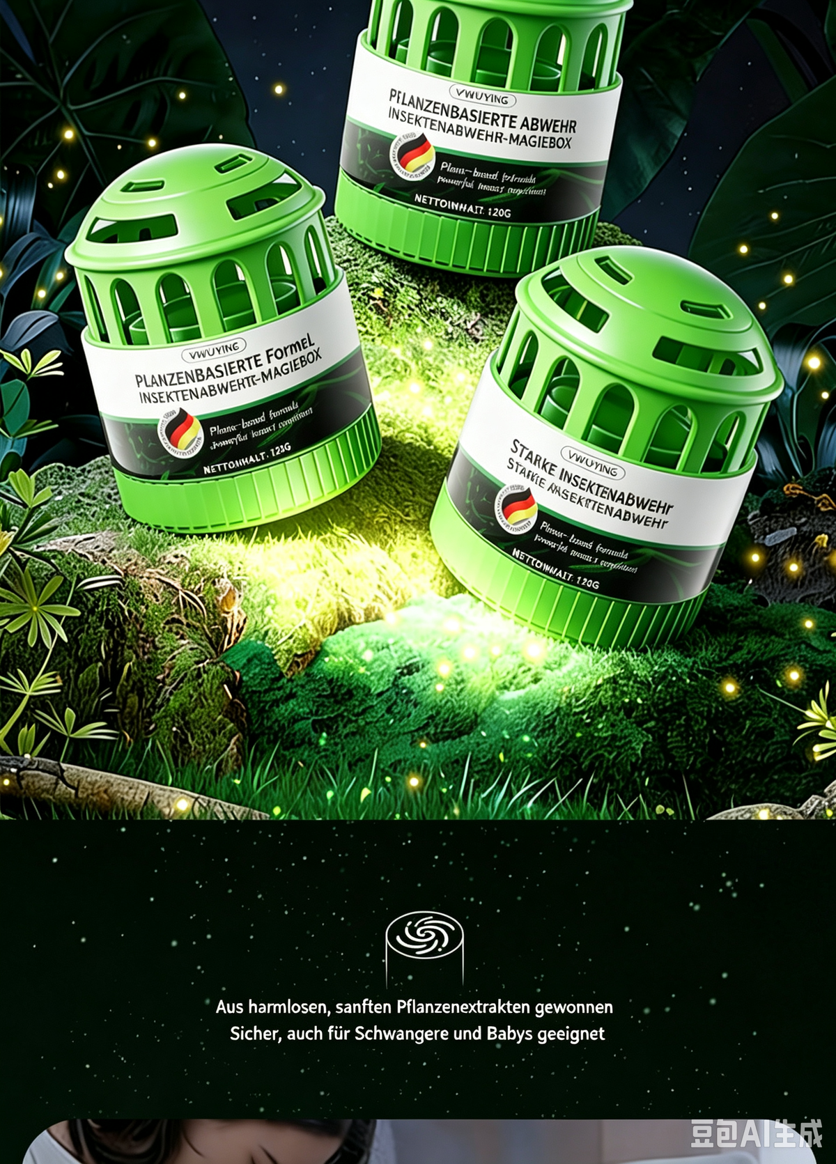 Pflanzenbasiertes Mückenschutz Gel (120g) – Natürlicher Insektenabwehr Magicbox, Sicher für Schwangere & Babys, Langanhaltender Schutz für Schlafzimmer & Wohnräume