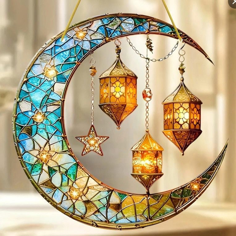 Sonnenfänger Kristall „Sonne & Mond“ – 2D Acryl Fensterdeko – Regenbogenmacher für Fenster & Garten – Farbiges Hängendes Ornament – Wanddeko