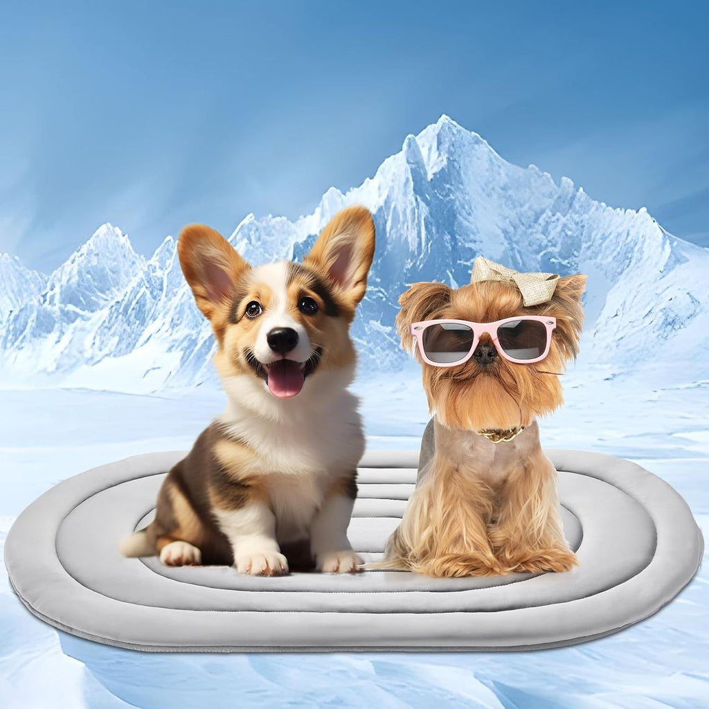 Kühlmatte für Hunde & Katzen – Beidseitig Verwendbare Kühlmatte für den Sommer – Atmungsaktive Eisseiden-Technologie – Waschbare Haustiermatte zur Kühlung