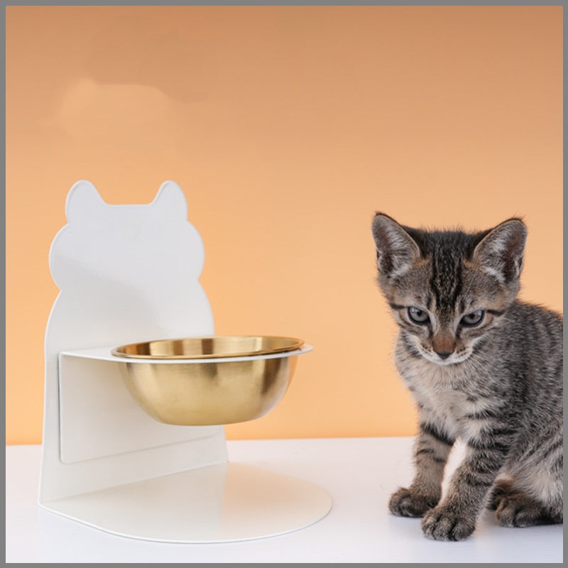 Erhöhter Katzennapf aus Edelstahl – 15° Neigung Design für Nackenschutz – Fressnapf für Katzen & kleine Hunde – Abnehmbar & Spülmaschinenfest – Rutschfester Futternapf für Wasser & Futter